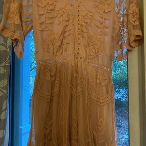 Blush pink Honey Punch lace Romper